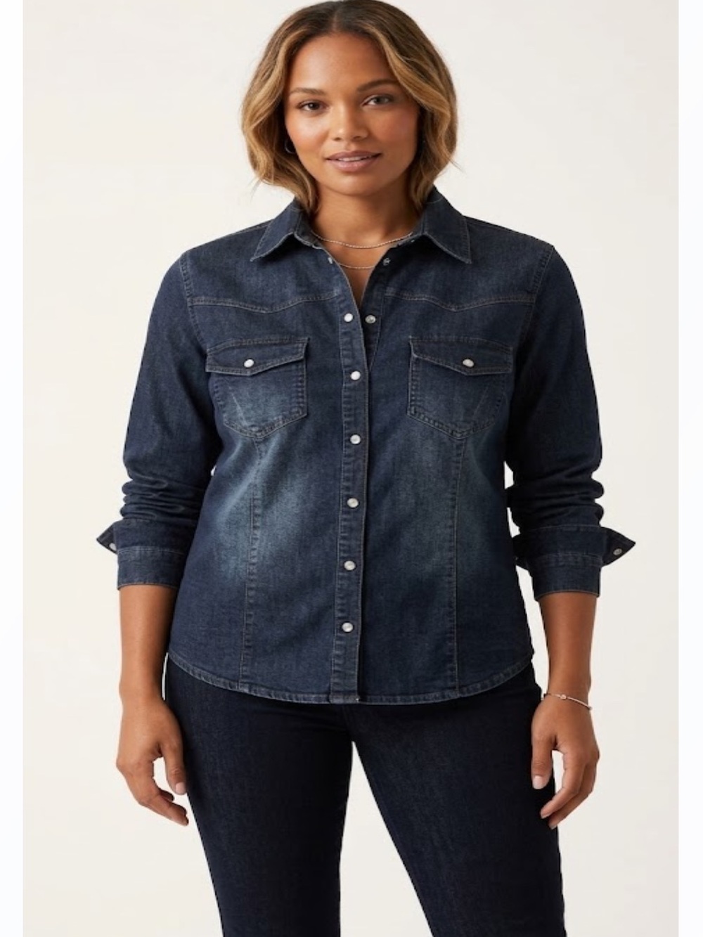 Juli Dark Denim Button-Up Shirt